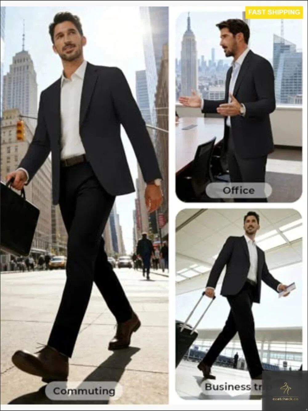 Classic Notch Lapel Sport Coat Lightweight Regular Fit One Button Blazer
